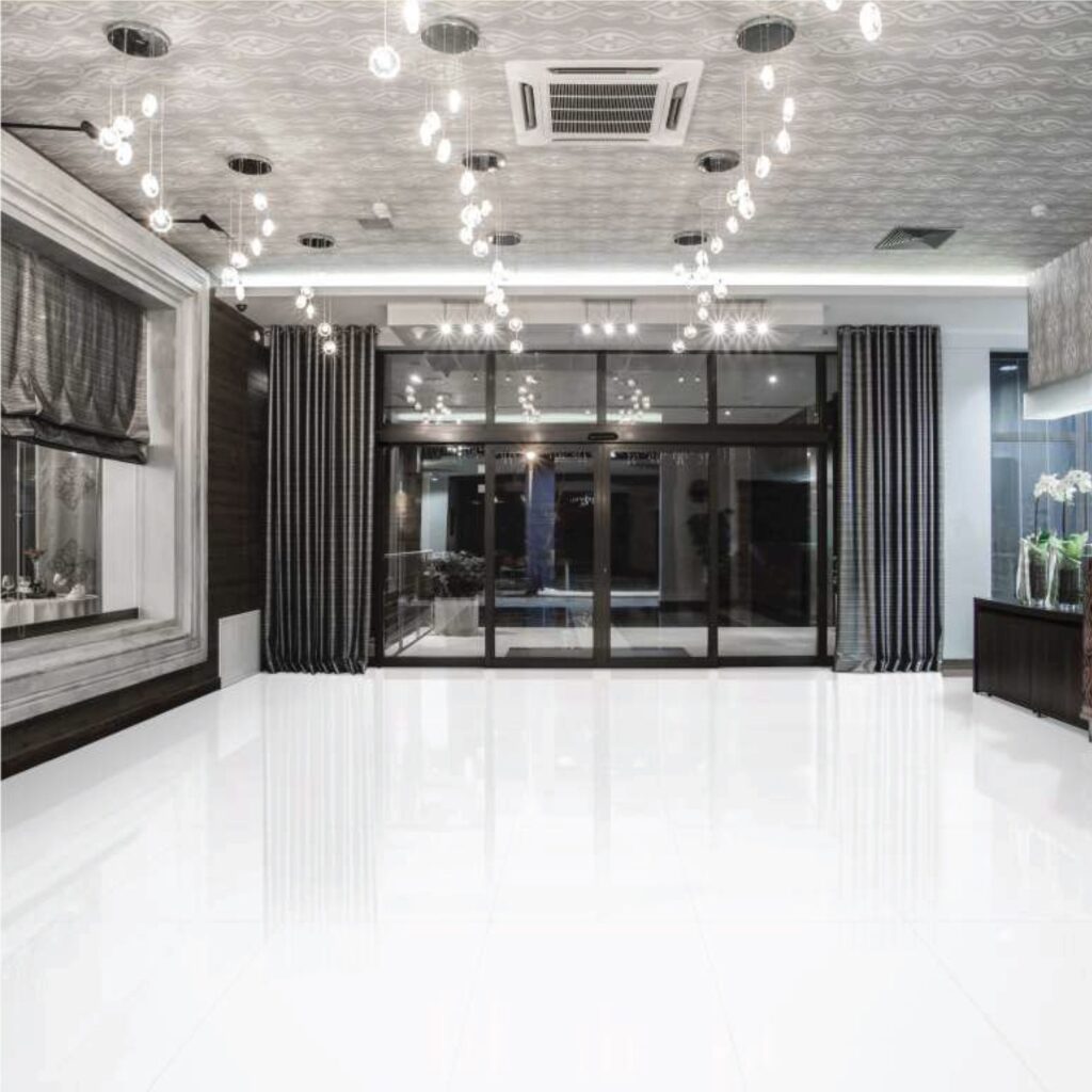 living room white tiles