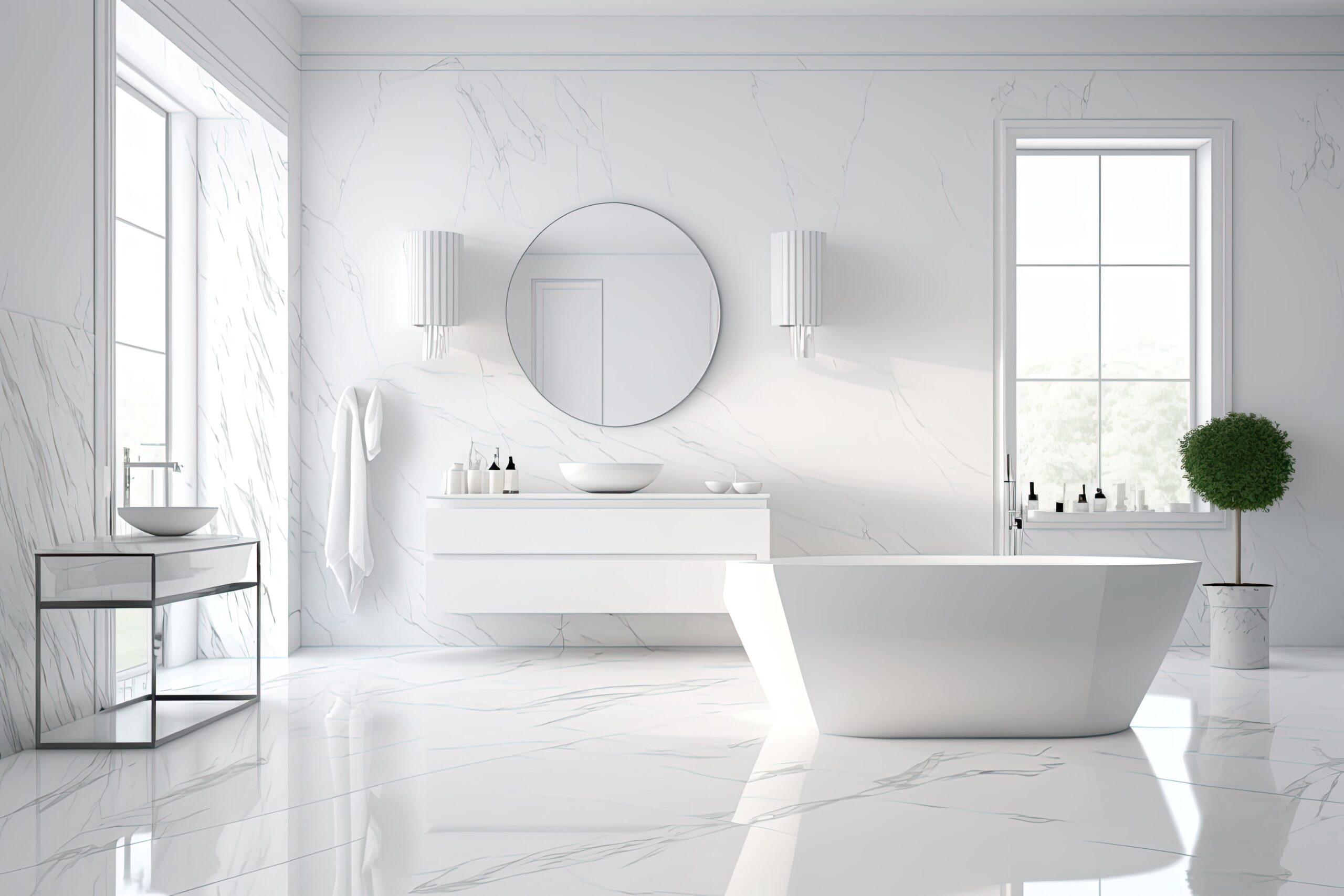 bathroom white tiles